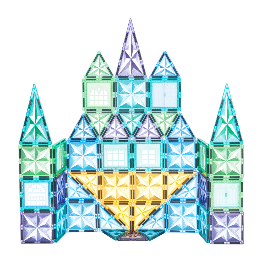 Starshine Magnetic Tiles 60PCS Set - Colorful 3D Geometric Building Blocks for Creative STEM Construction Play