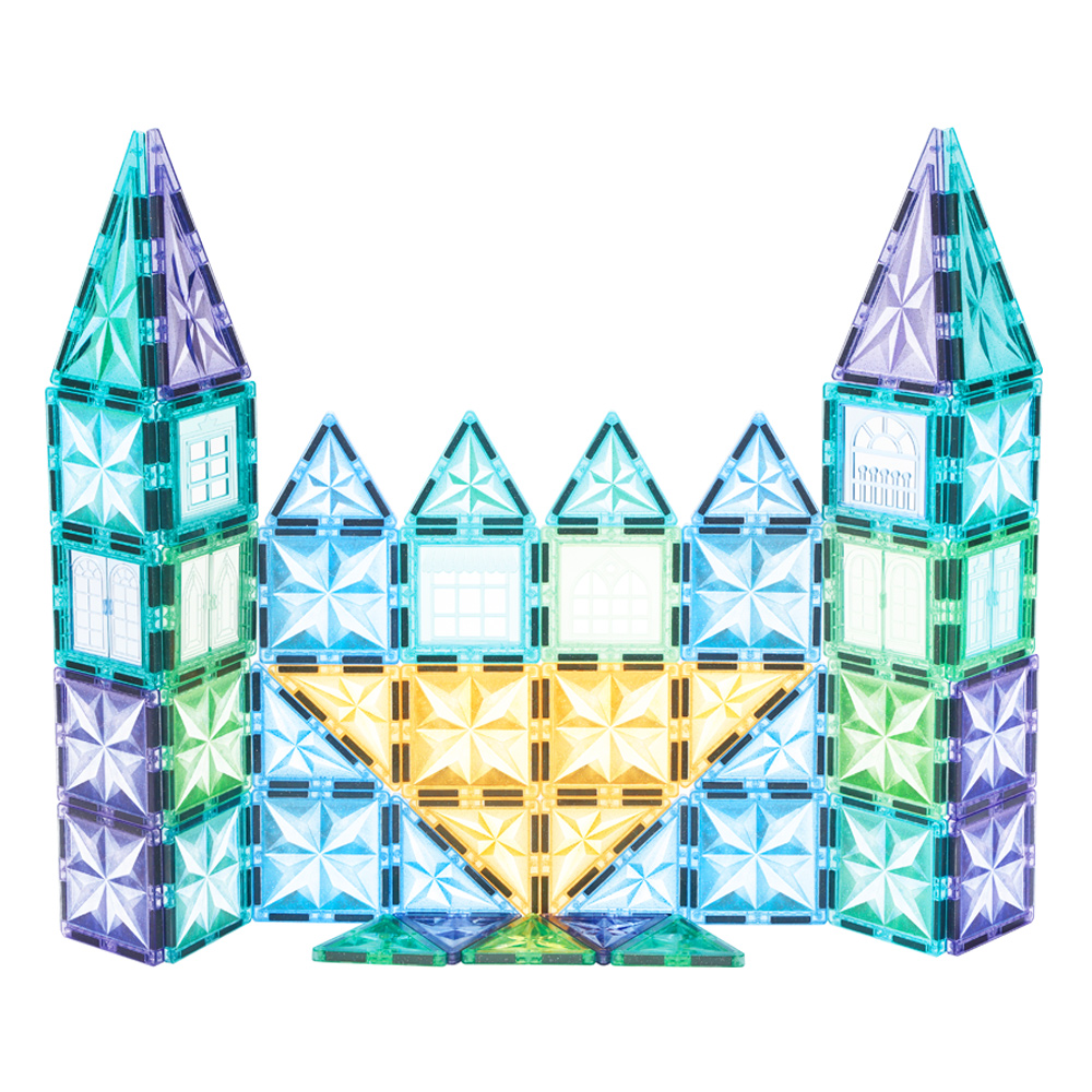 Starshine Magnetic Tiles 60PCS Set - Colorful 3D Geometric Building Blocks for Creative STEM Construction Play