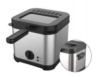 Deep Fryer, 2.5L Electric Home Fryer with Adjustable Temperature Control, Stainless Steel, Non-Stick Basket