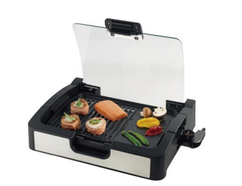 Versatile Electric Grill with Glass Lid - Perfect for Grilling Meat, Vegetables & More