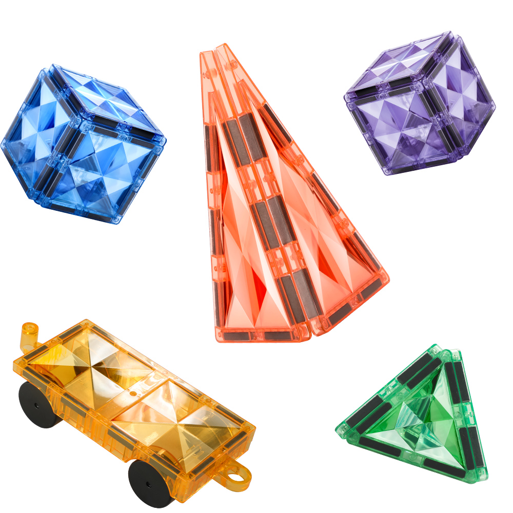 Starshine 100PCS Magnetic Tiles Set - Colorful 3D Geometric Magnetic Building Blocks for Creative STEM Construction & Learning