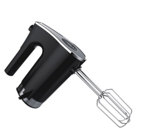 Stylish Black Hand Mixer - Powerful Electric Mixer with Stainless Steel Beaters for Baking & Cooking