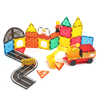 Magnetic Builder 42PCS Set - Construction Themed STEM Toy with Magnetic Tiles, Vehicles & Worker Figures for Kids