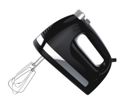 Glossy Black Hand Mixer - High-Performance Electric Handheld Mixer with Durable Beaters for Effortless Mixing