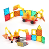 Magnetic Builder 42PCS Set - Construction Themed STEM Toy with Magnetic Tiles, Vehicles & Worker Figures for Kids