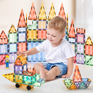 Starshine 100PCS Magnetic Tiles Set - Colorful 3D Geometric Magnetic Building Blocks for Creative STEM Construction & Learning