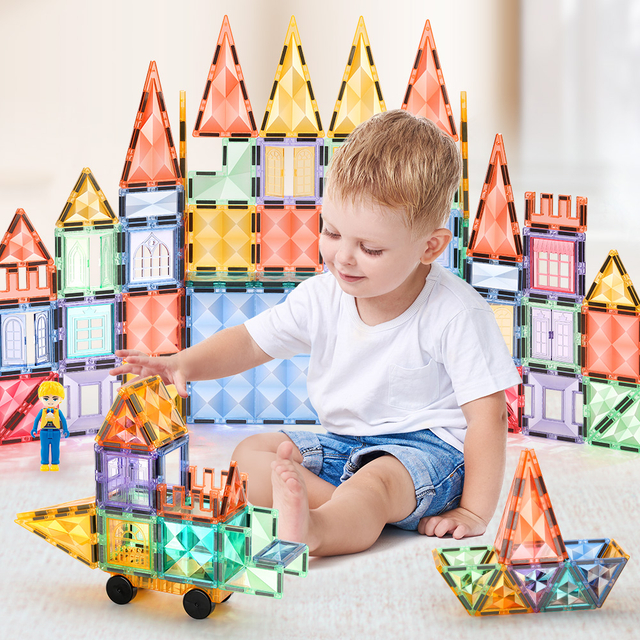 Starshine 100PCS Magnetic Tiles Set - Colorful 3D Geometric Magnetic Building Blocks for Creative STEM Construction & Learning