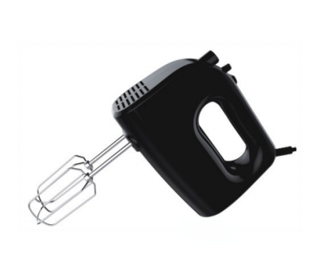 Sleek Black Hand Mixer - Portable Electric Mixer with Metal Beaters for Efficient Home & Kitchen Use