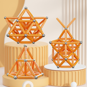 100PCS Magnetix Magnetic Building Blocks Set - Creative 3D STEM Educational Construction Toy for Kids, Orange & Silver