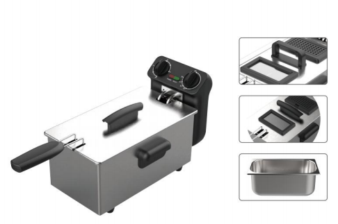 Professional Stainless Steel Deep Fryer with Timer and Temperature Control — Home Use