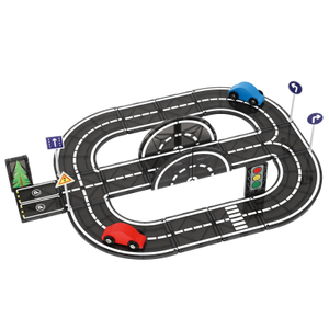 Magnetic Building Tiles Set with Road Track - STEM Construction Toy for Kids, Includes Cars & Traffic Signs