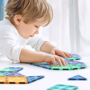 Starshine Magnetic Tiles 60PCS Set - Colorful 3D Geometric Building Blocks for Creative STEM Construction Play