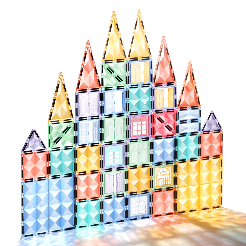 Starshine 100PCS Magnetic Tiles Set - Colorful 3D Geometric Magnetic Building Blocks for Creative STEM Construction & Learning